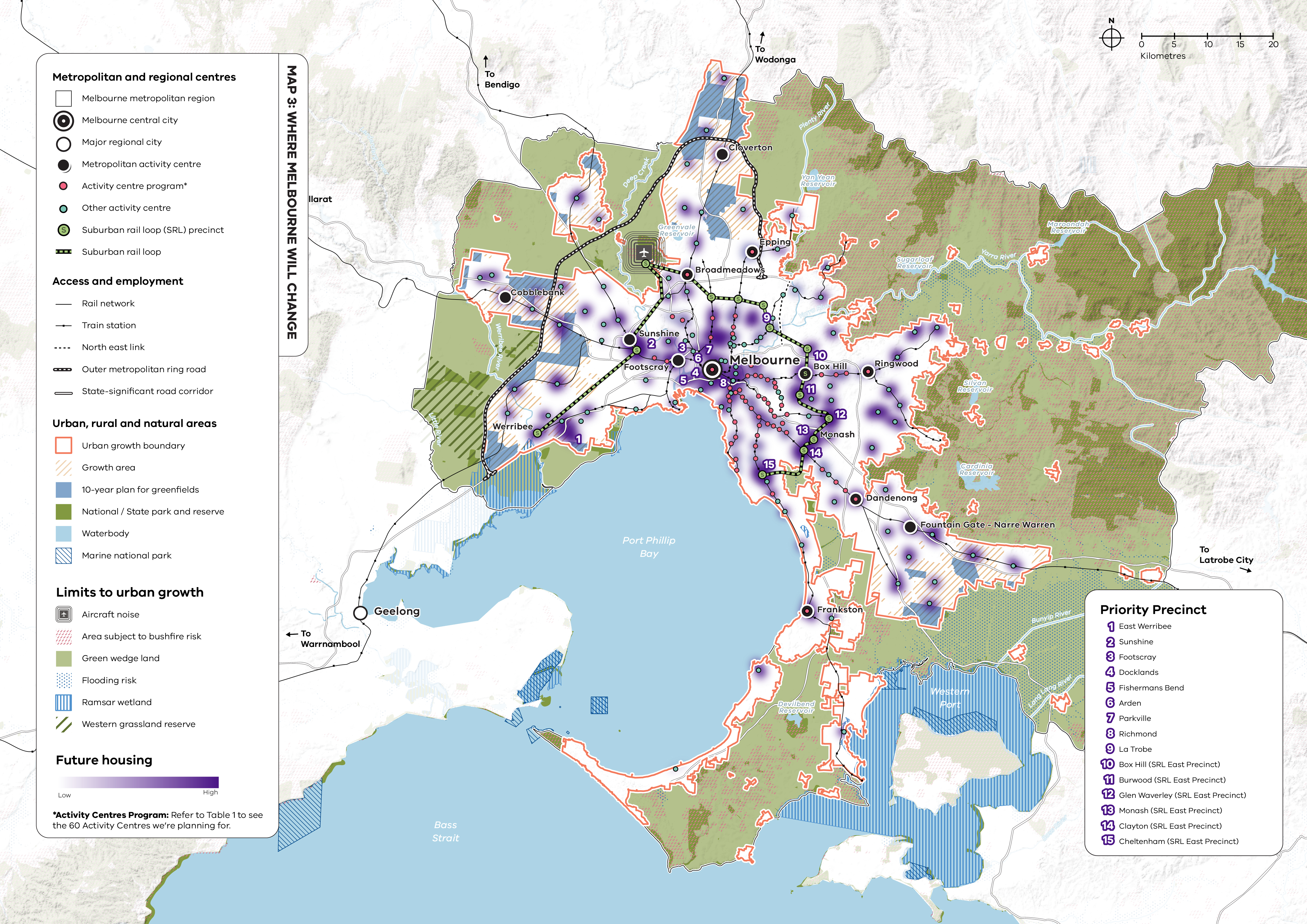 Map showing planned changes for Melbourne