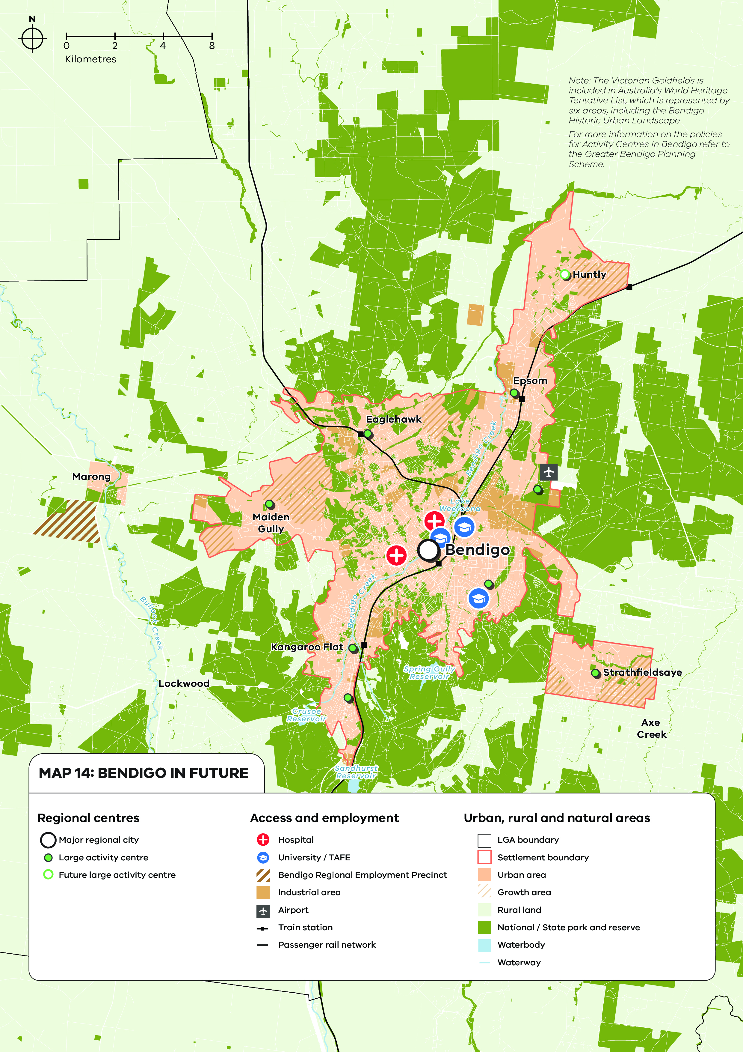 A map of high level future changes to Bendigo